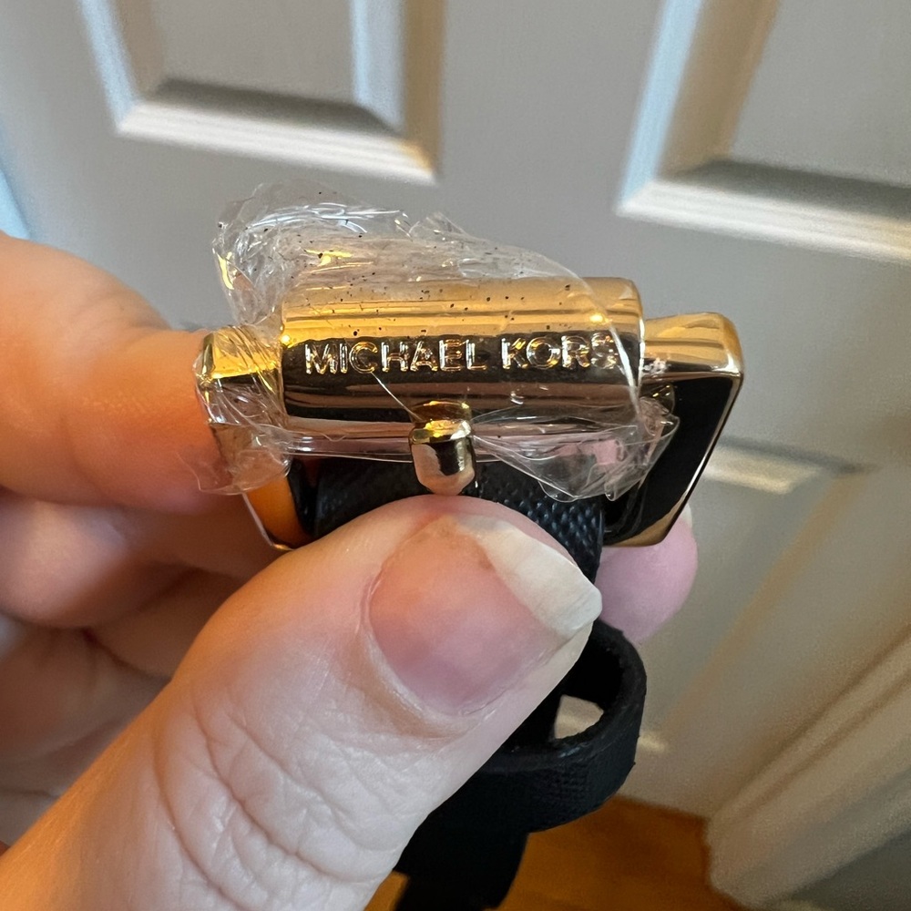 Michael Kors Black Belt with Gold Buckle